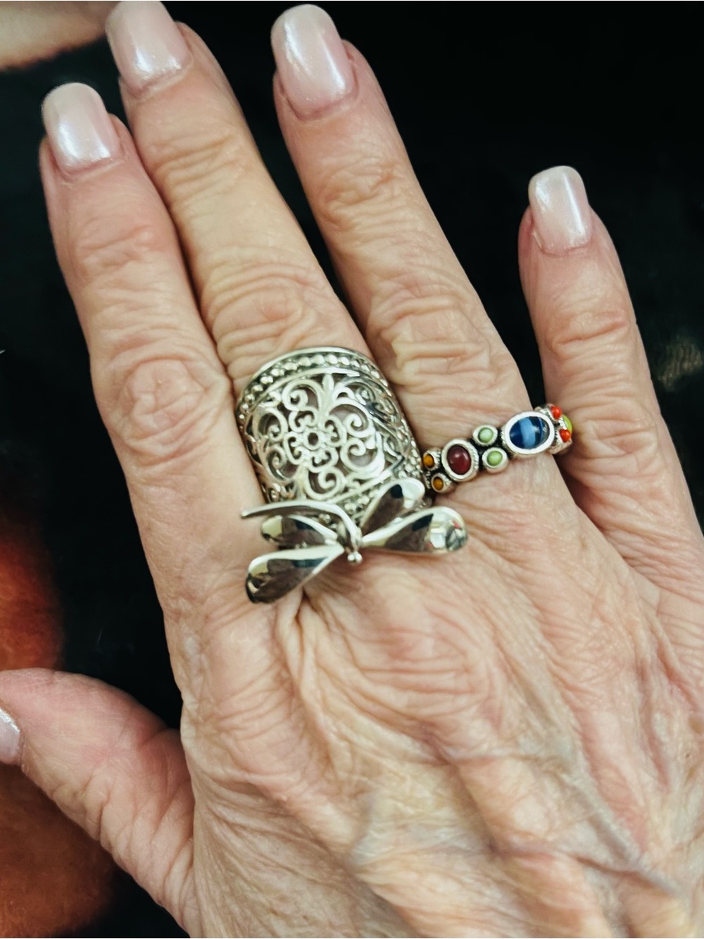 Boho style Filigree Wide Band Ring - Silver plated over copper NWOT size 7, 8, 9 - Picture 9 of 9